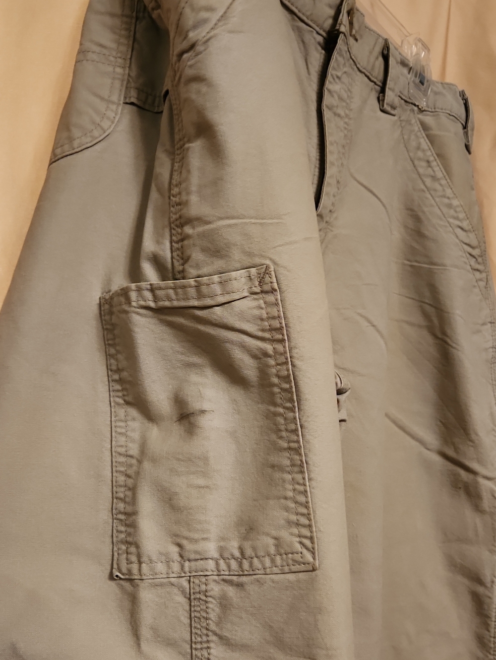 Carhartt 100% Cotton cream/khaki Men's Classic Utility Work Pants Sz 33 x 28 - Picture 4 of 13